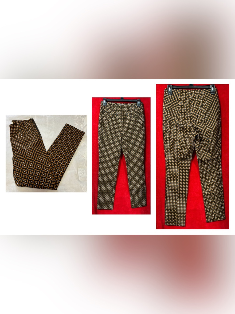 Anthropologie Maeve The Essential Slim Jacquard Geometric Pants Size 4 side zip